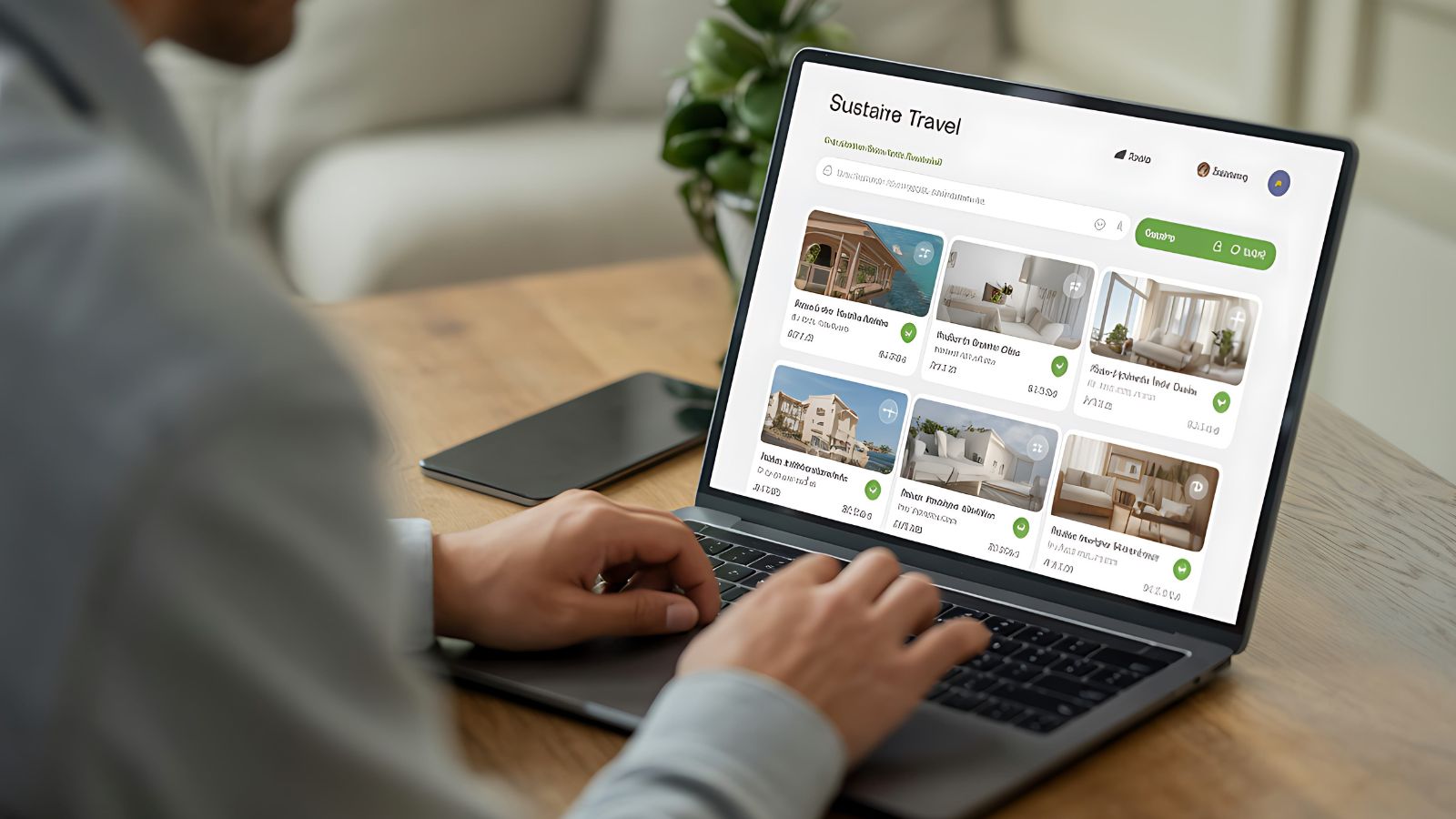 A photo of a woman facing laptop.