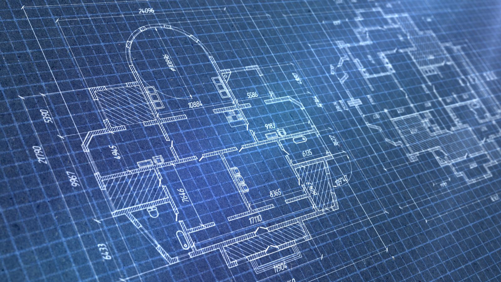 A picture of a blue print of a ship.