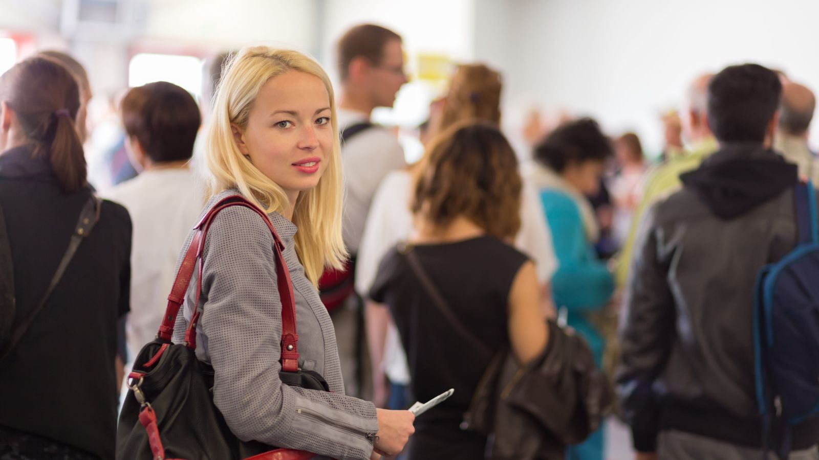A photo of a woman looking arround.