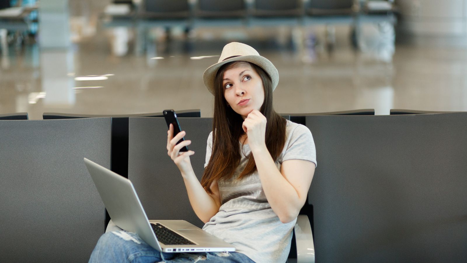 A photo of a woman thinking about something deeply.